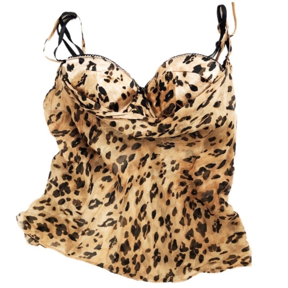NWOT! 100% Silk Leopard Print Bra Cami Size 36B